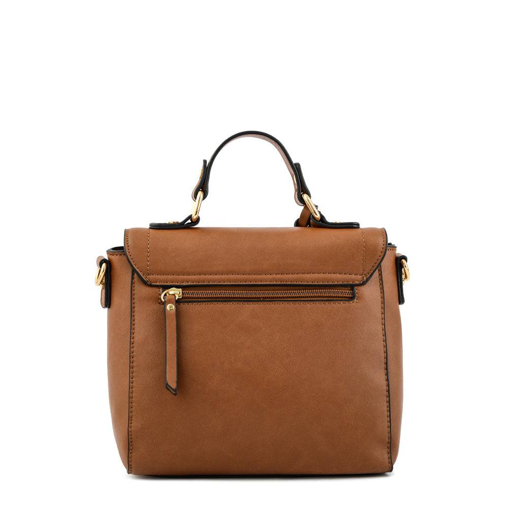 Cartera bandolera con tapa familie mediana café medio
