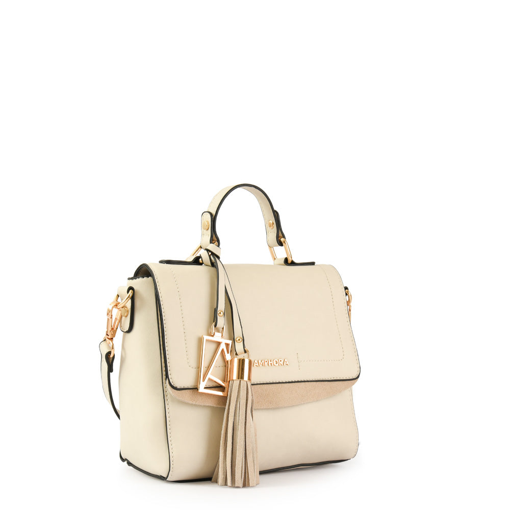 Cartera bandolera con tapa familie mediana blanco crudo