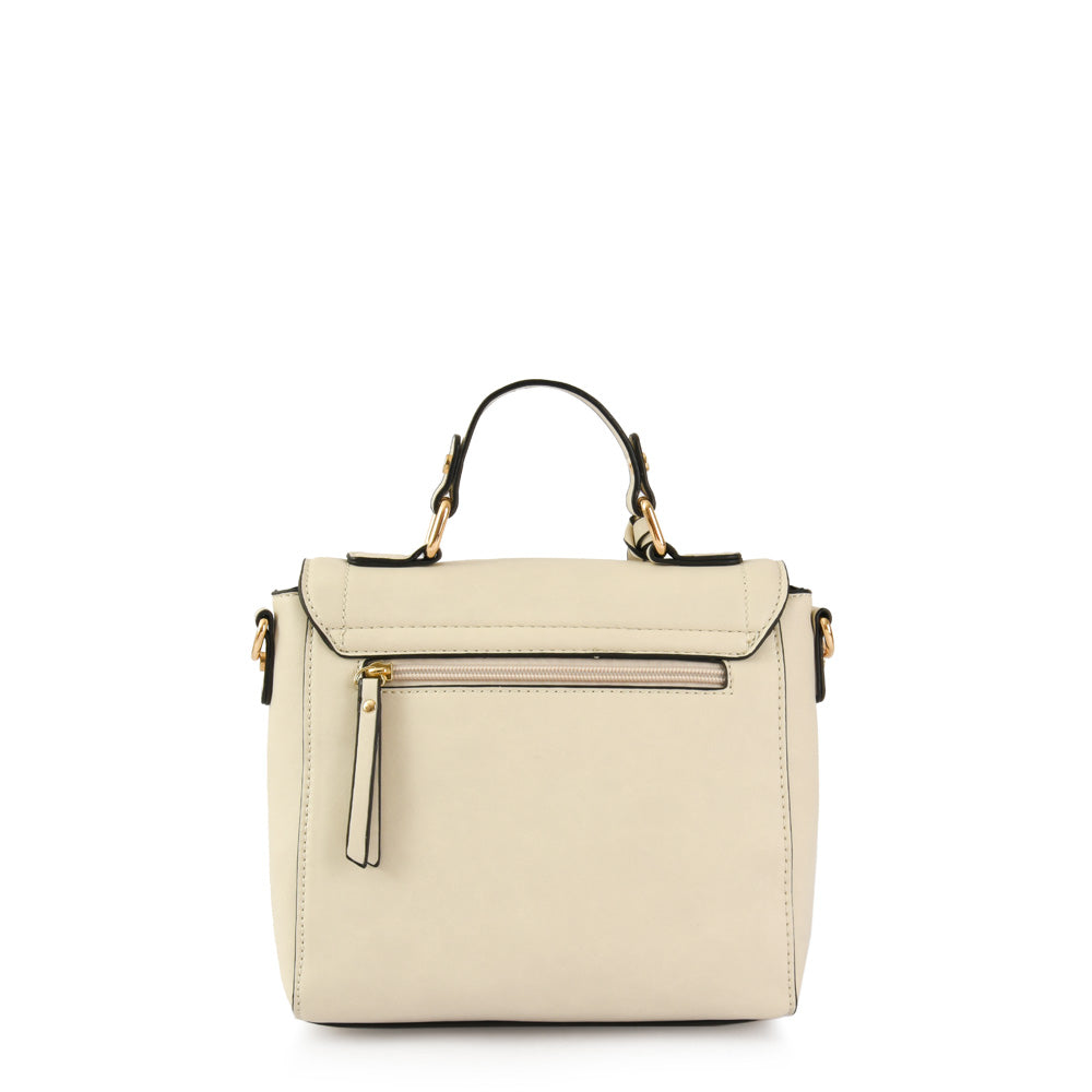 Cartera bandolera con tapa familie mediana blanco crudo