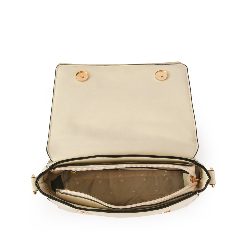 Cartera bandolera con tapa familie mediana blanco crudo