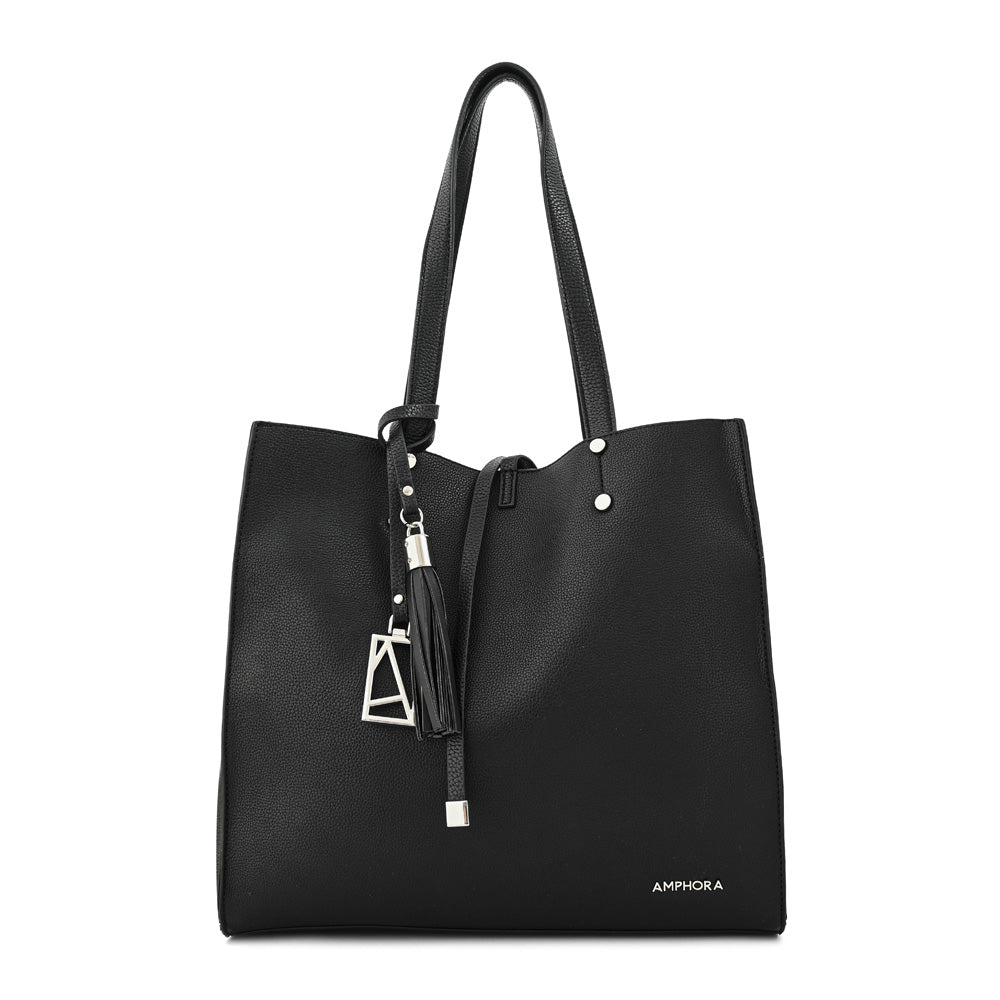 Cartera dos asas grande allure negro texturizado