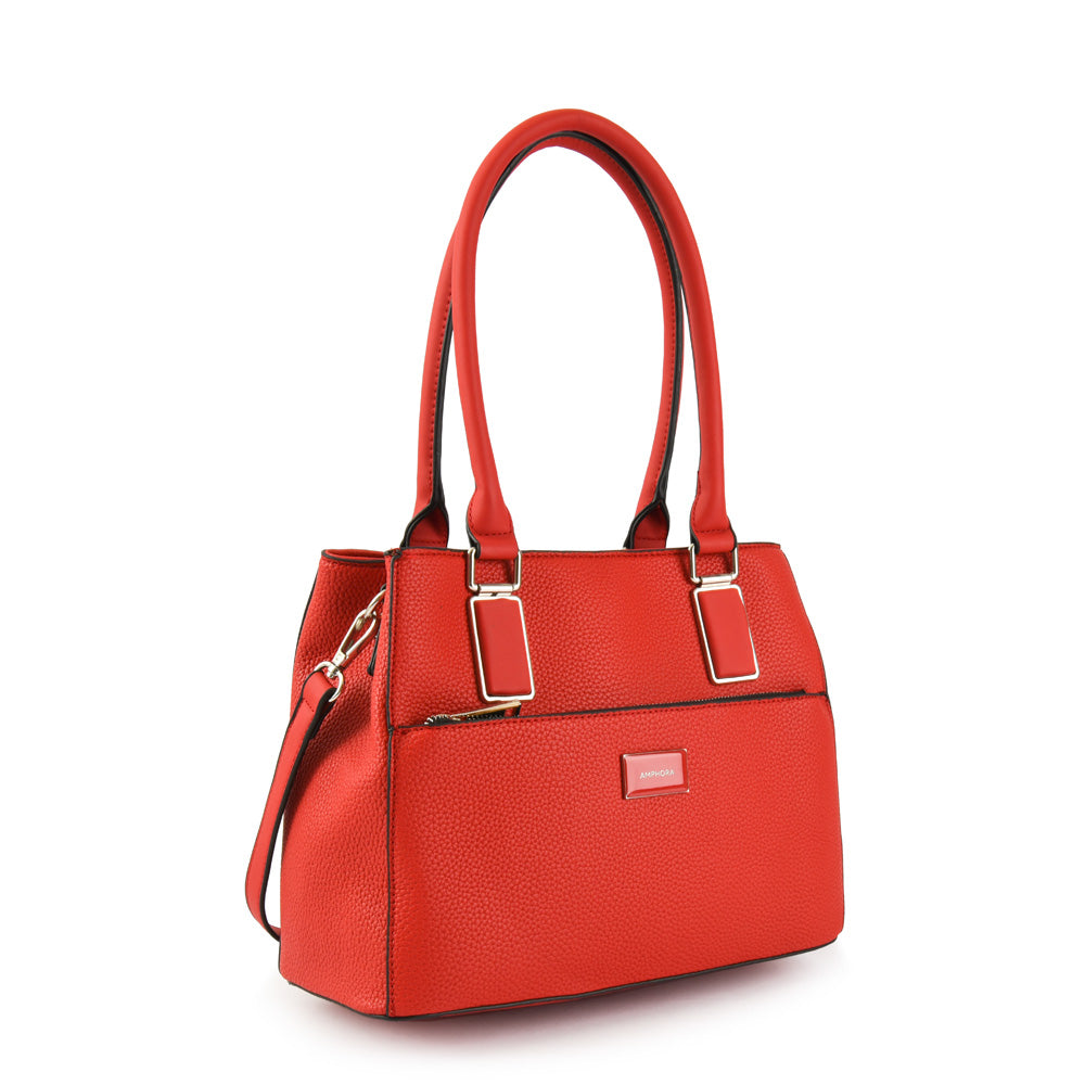 Cartera Dos Asas Tres divisiones mediana kirya rojo