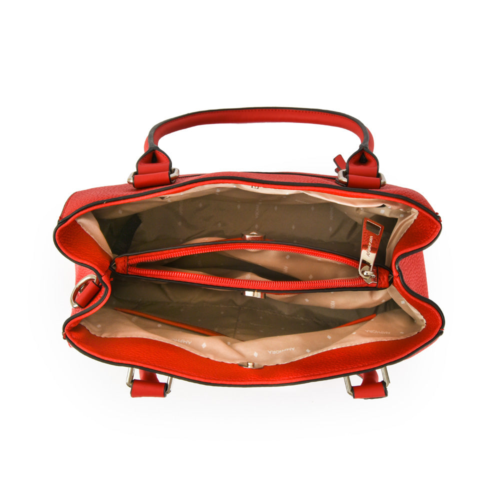 Cartera Dos Asas Tres divisiones mediana kirya rojo