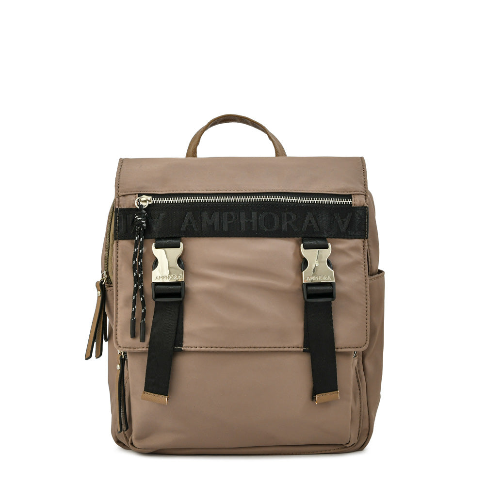 Mochila con tapa mayna mediana taupe
