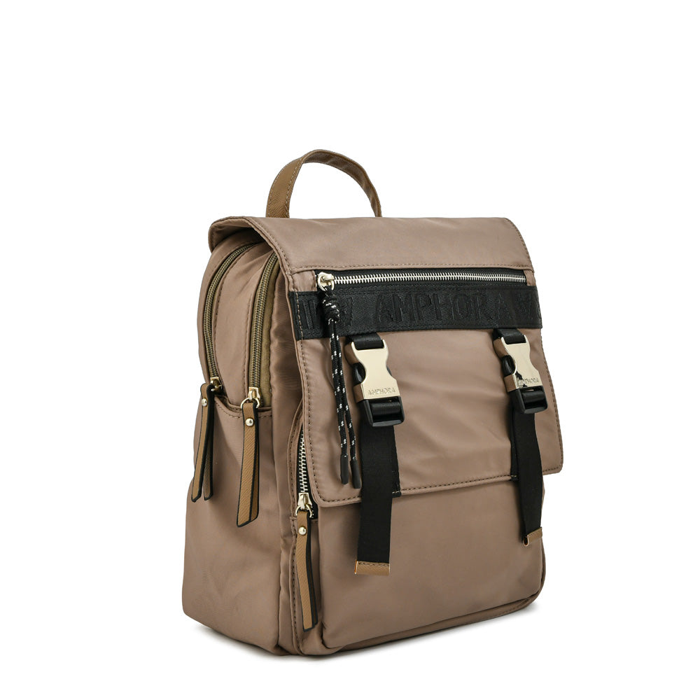 Mochila con tapa mayna mediana taupe