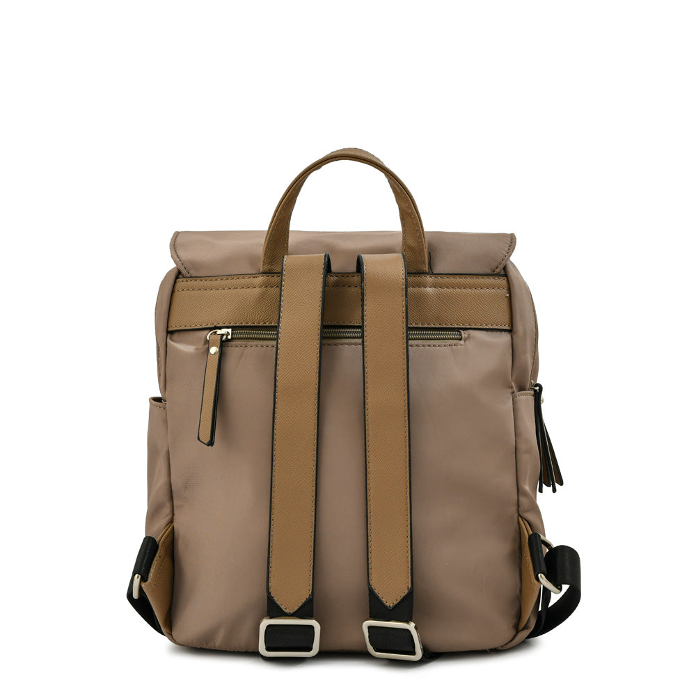 Mochila con tapa mediana mayna taupe