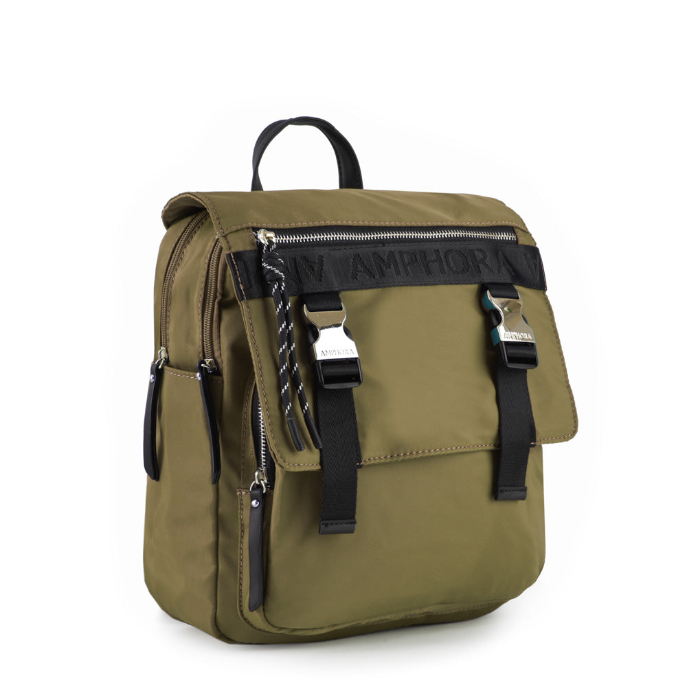 Mochila con tapa mayna mediana verde oliva