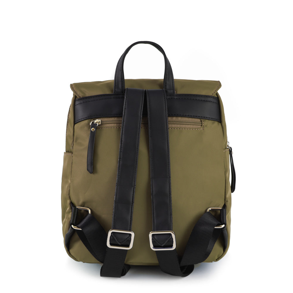 Mochila con tapa mayna mediana verde oliva