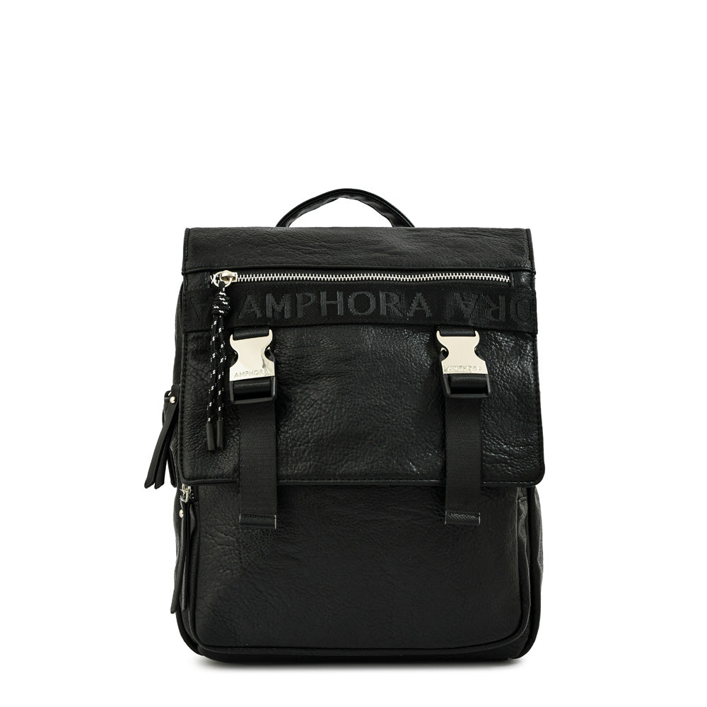 Mochila con tapa mayna mediana negro especial