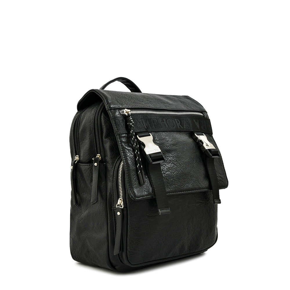 Mochila con tapa mayna mediana negro especial