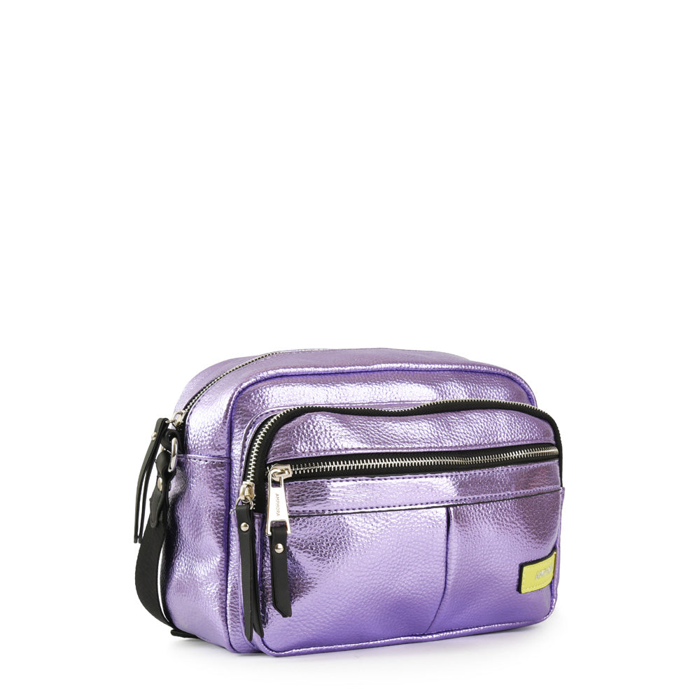 Cartera Bandolera metallique mediana berry