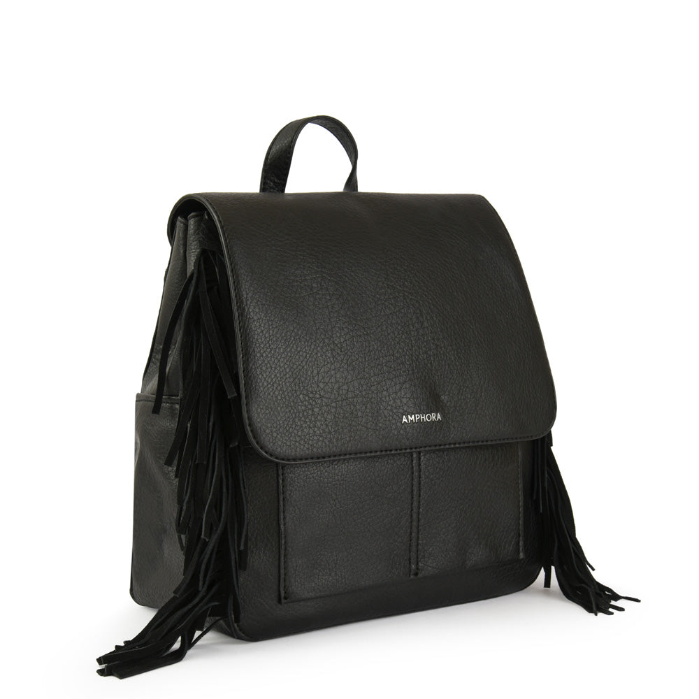 Mochila con tapa mediana sandy negro