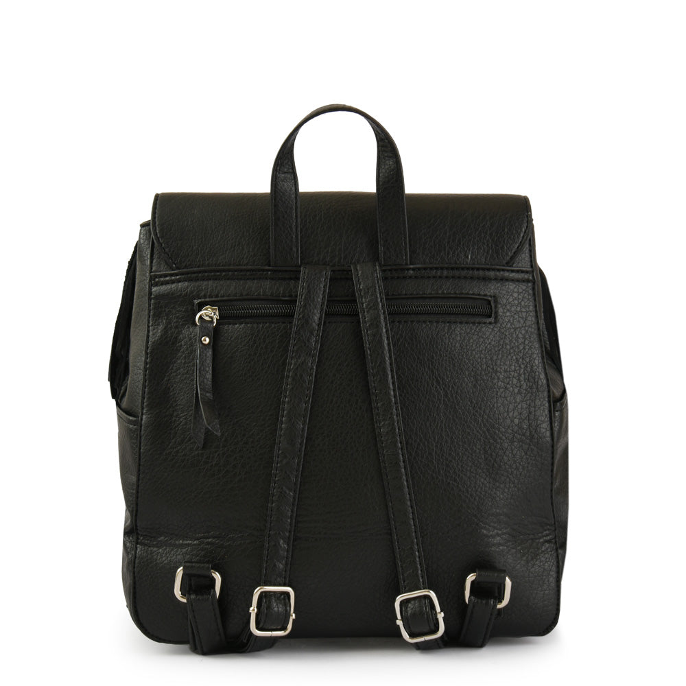 Mochila con tapa mediana sandy negro