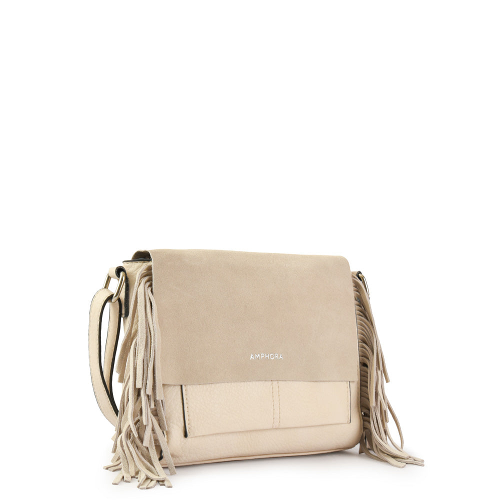 Cartera Bandolera Mediana Sandy Blanco Crudo