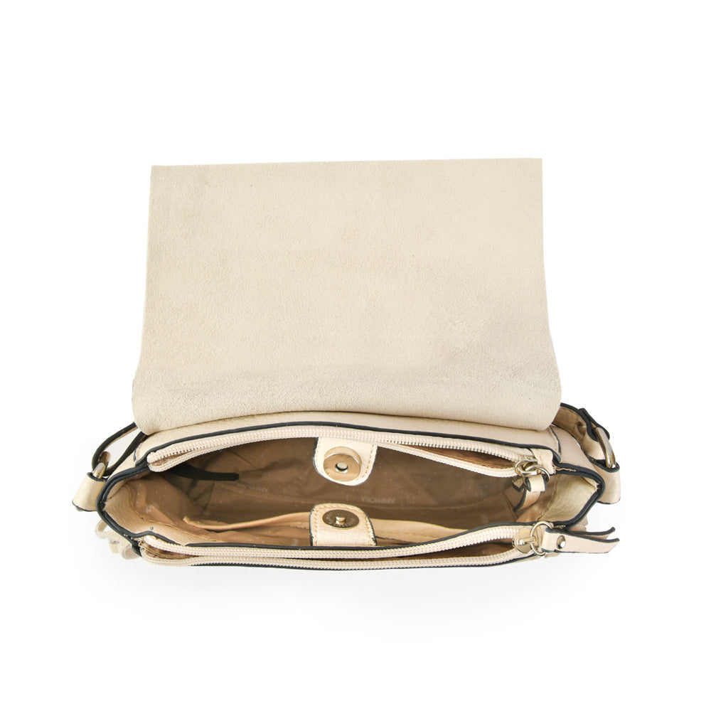 Cartera Bandolera Mediana Sandy Blanco Crudo