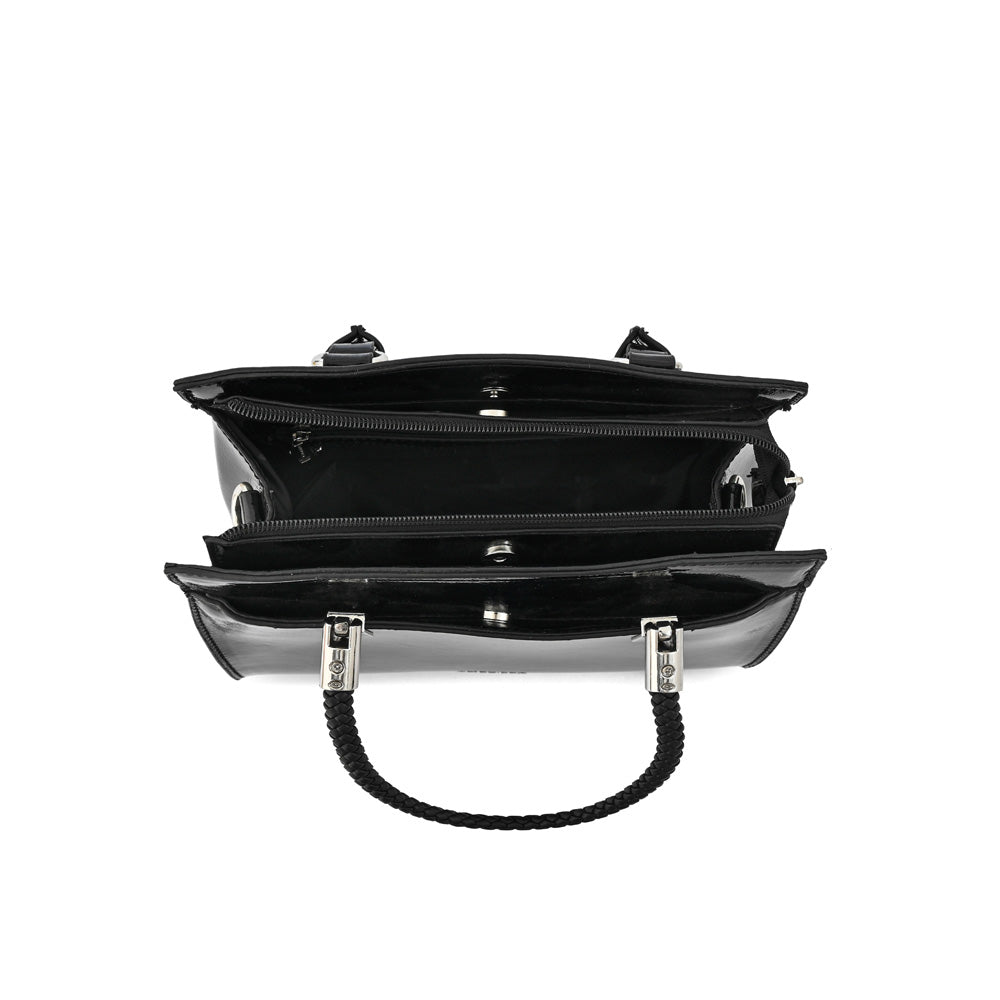 Cartera tote tres divisiones rosine mediana negro especial
