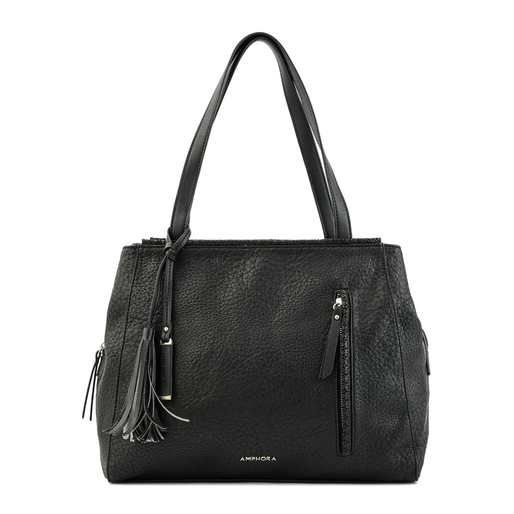 Cartera tote tres divisiones grande nilda negro
