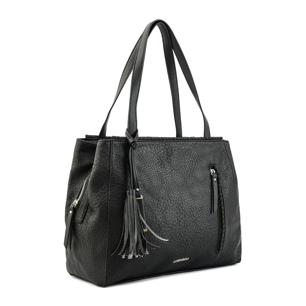 Cartera tote tres divisiones grande nilda negro