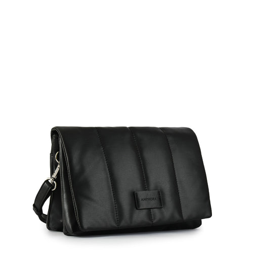 Cartera bandolera con tapa acuaria mediana negro