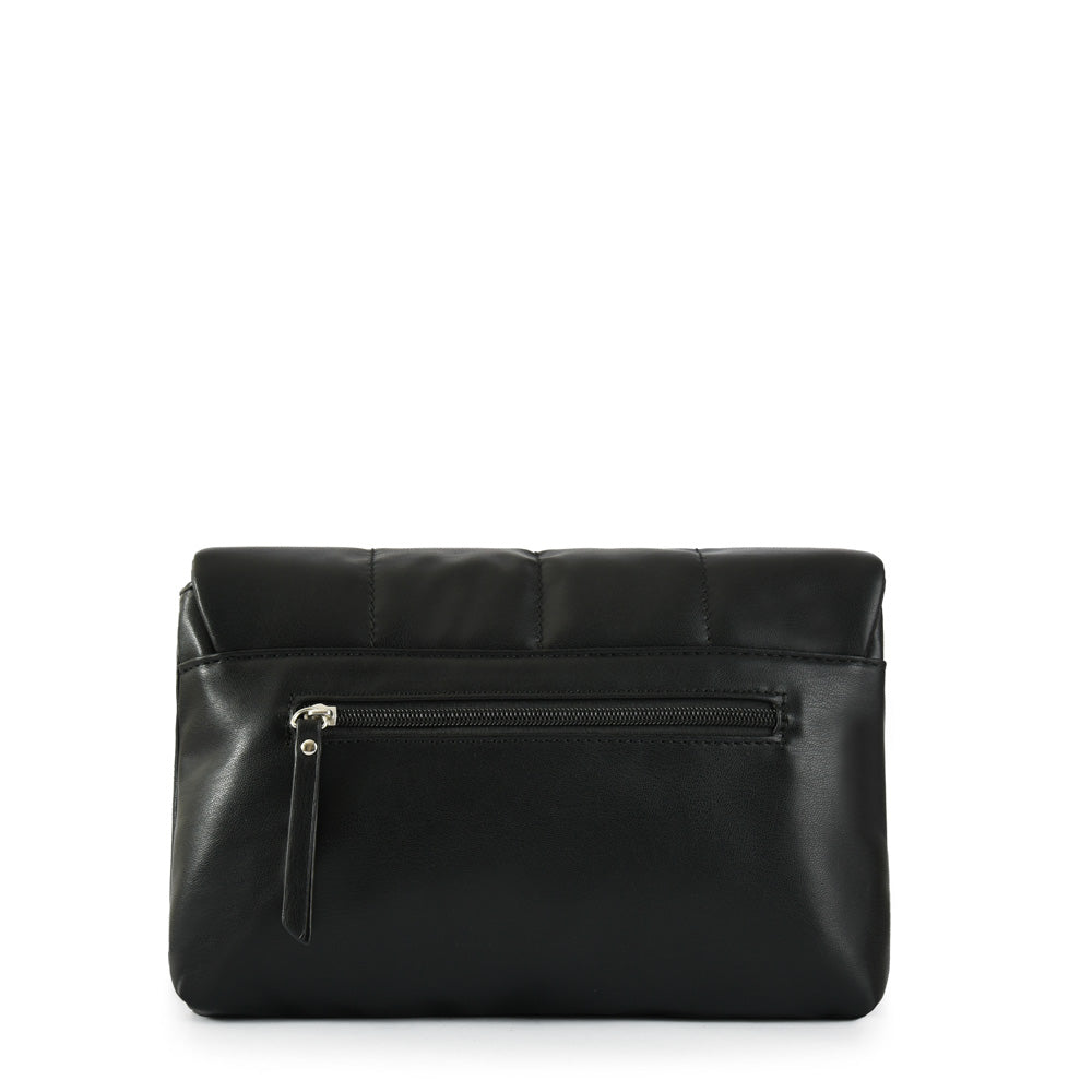 Cartera bandolera con tapa acuaria mediana negro