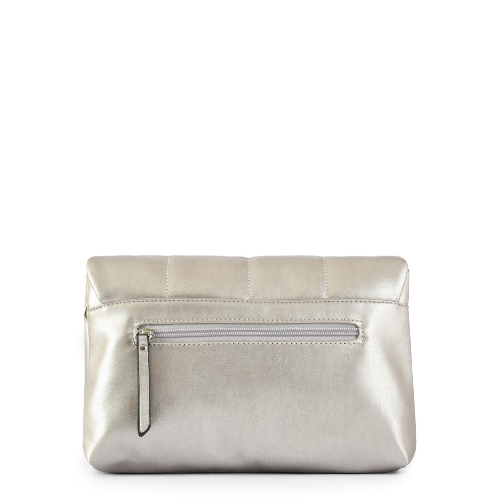 Cartera bandolera con tapa acuaria mediana plateado oscuro