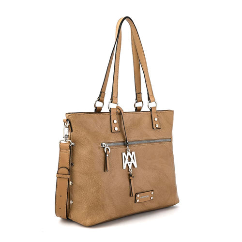 Cartera tote porta notebook donatela mediana beige oscuro