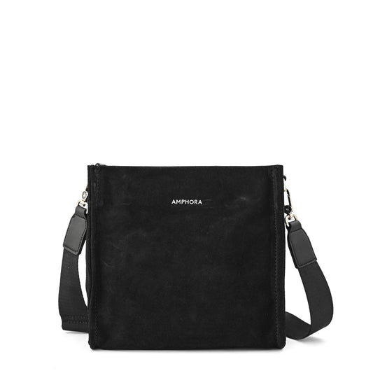 Cartera bandolera mediana zèbre negro texturizado