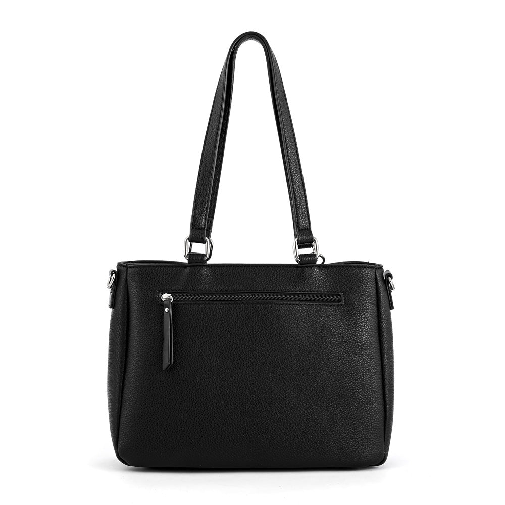 Cartera tote tres divisiones leroy mediana negro especial