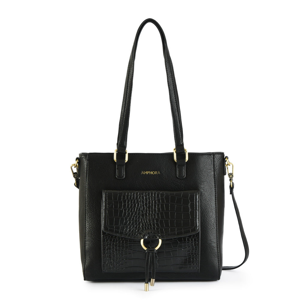 Cartera tote tres divisiones lya mediana negro especial