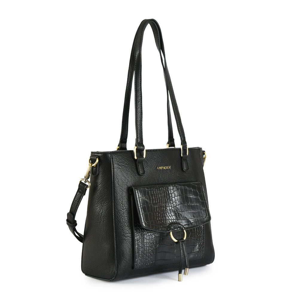 Cartera tote tres divisiones lya mediana negro especial