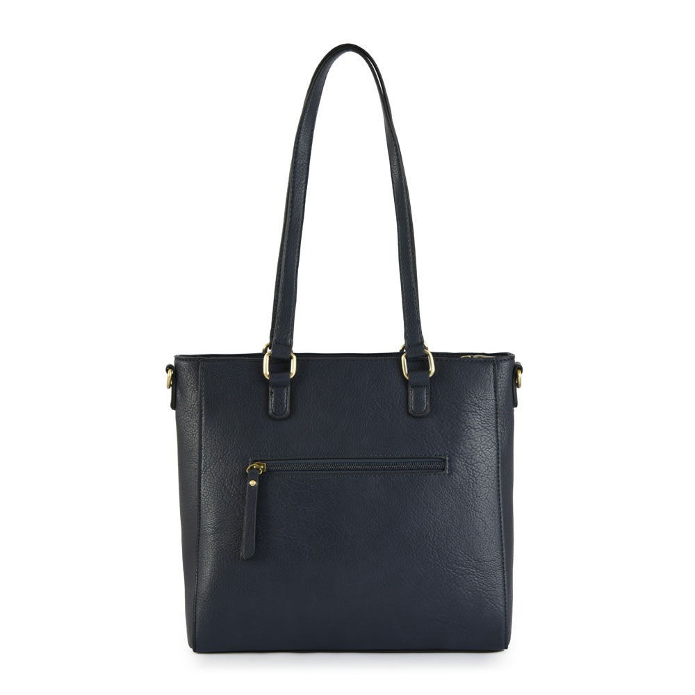 Cartera tote tres divisiones lya mediana azul oscuro