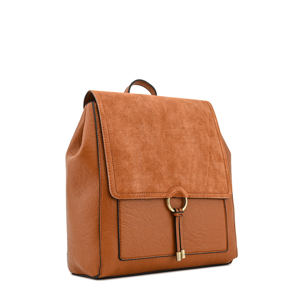 Mochila con tapa lya mediana café medio