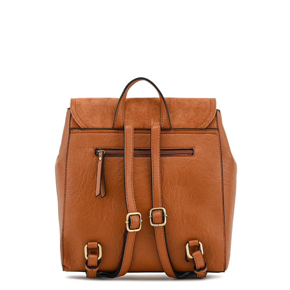 Mochila con tapa lya mediana café medio