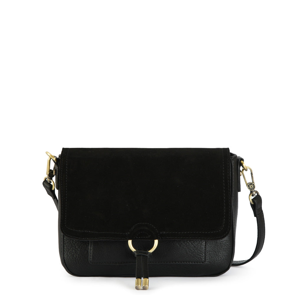 Cartera bandolera con tapa lya pequeña negro