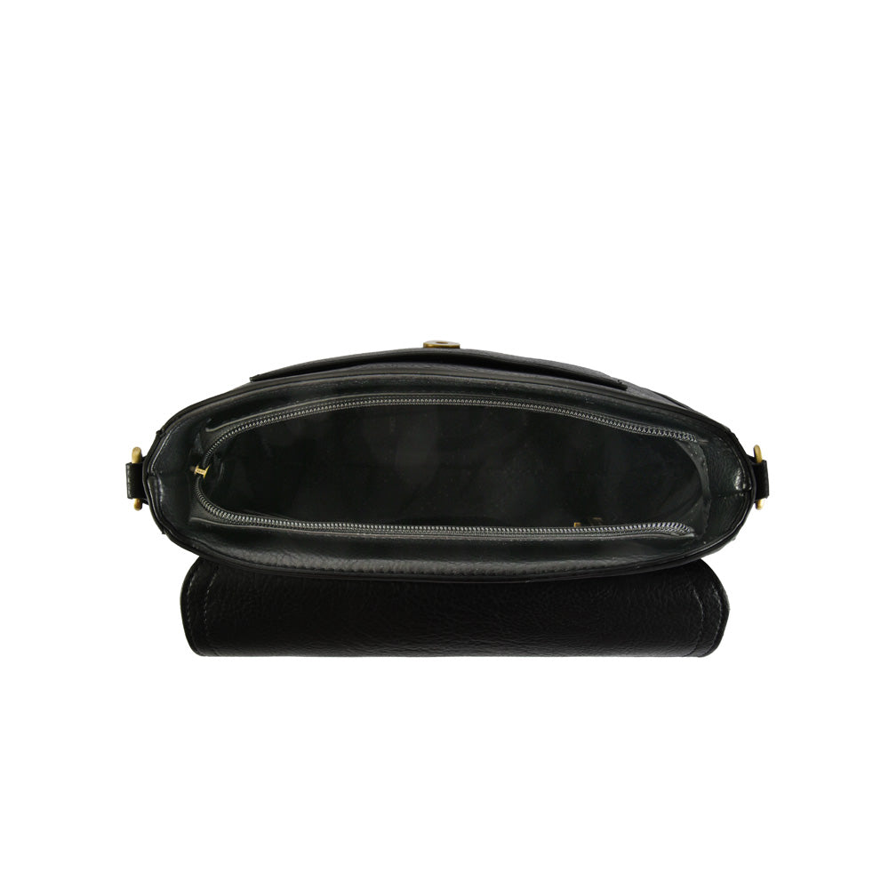Cartera bandolera con tapa lya pequeña negro