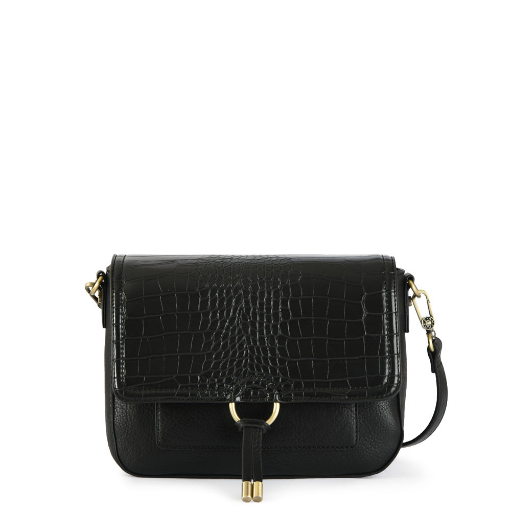 Cartera bandolera con tapa lya pequeña negro especial