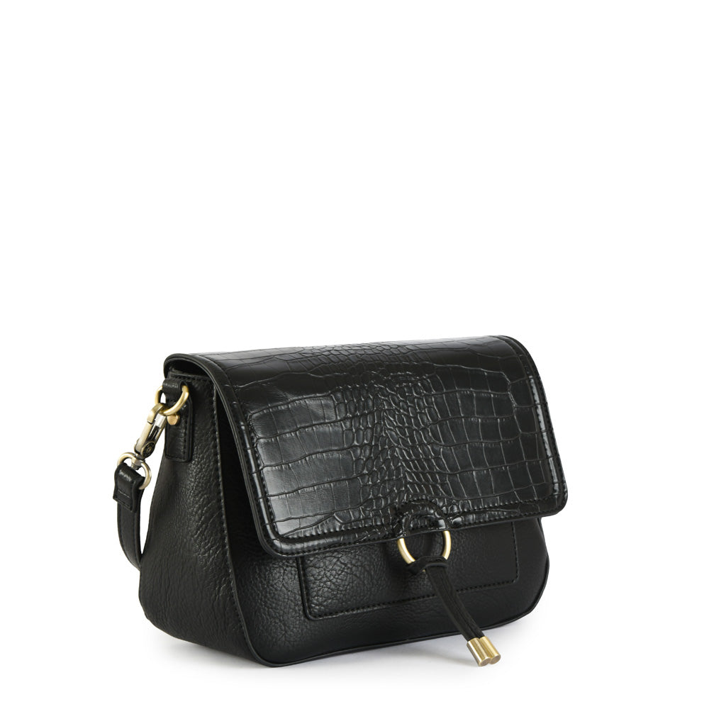 Cartera bandolera con tapa lya pequeña negro especial