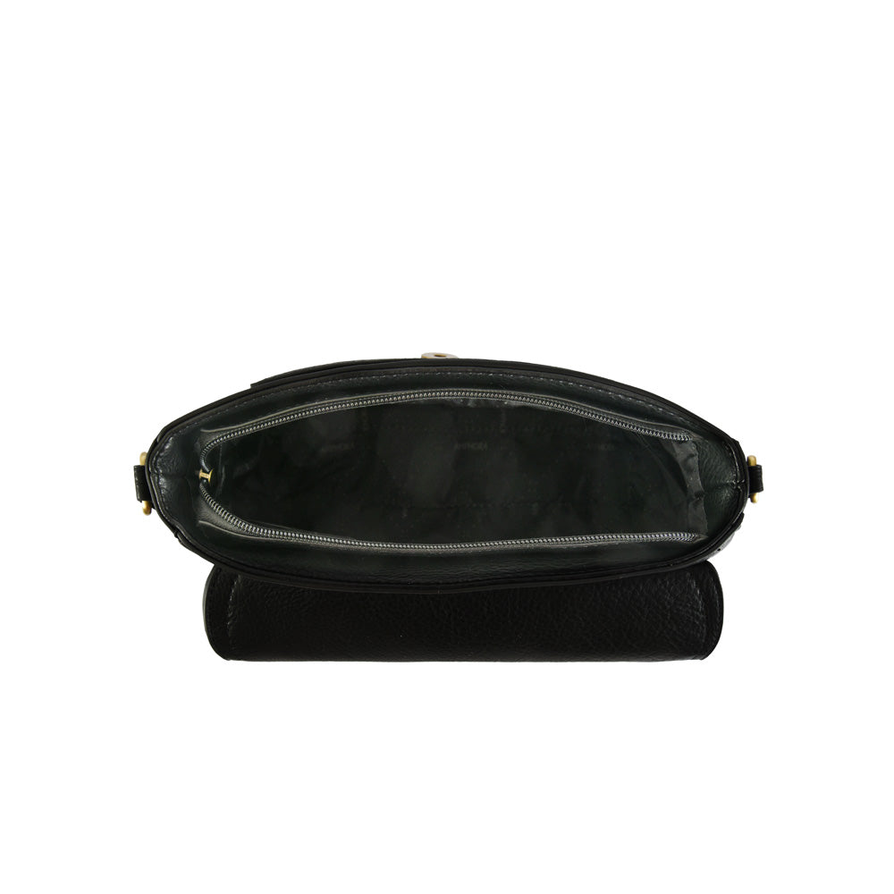 Cartera bandolera con tapa lya pequeña negro especial