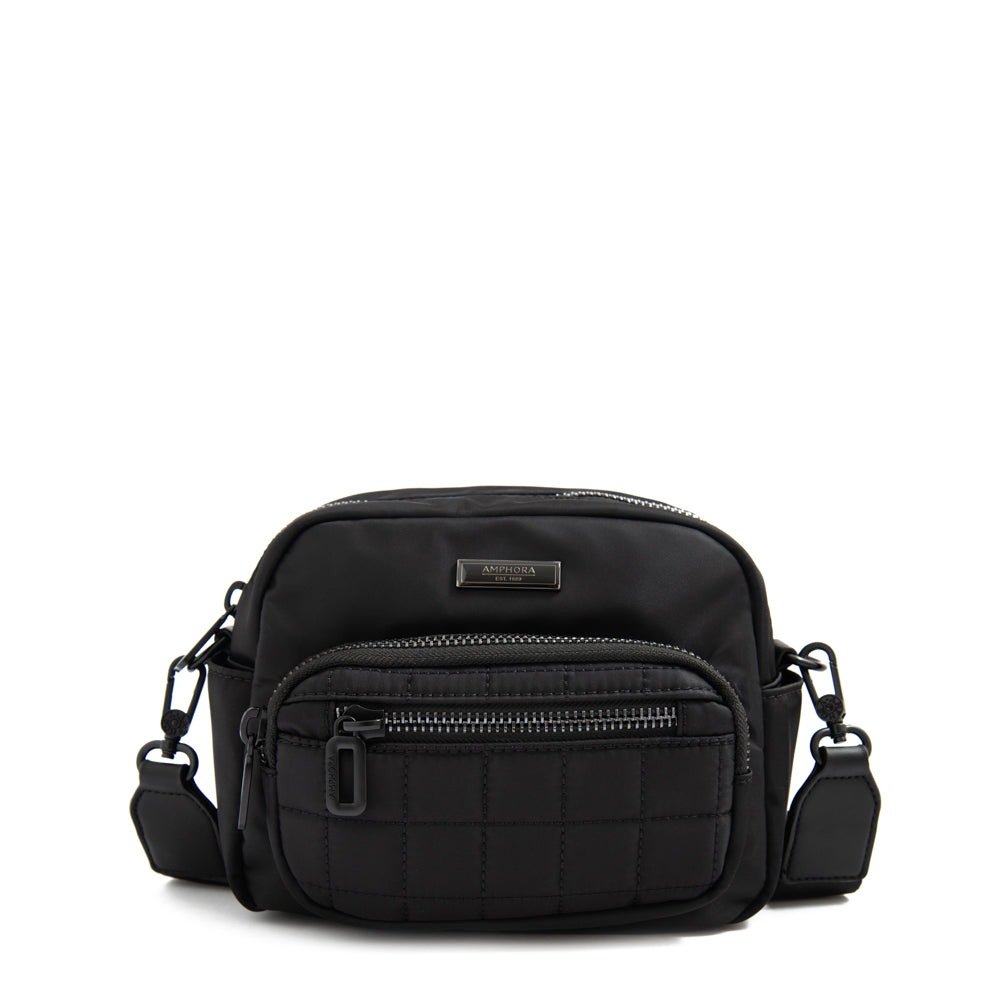 Cartera bandolera mediana lambert negro texturizado