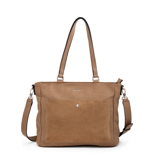 Cartera tote porta notebook isela grande taupe