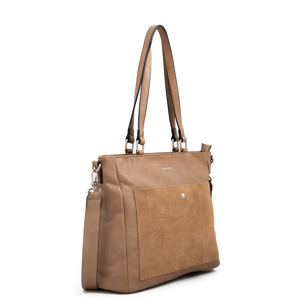 Cartera tote porta notebook isela taupe
