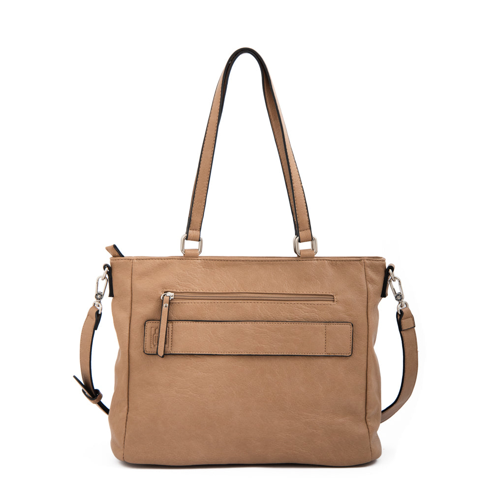 Cartera tote porta notebook isela taupe