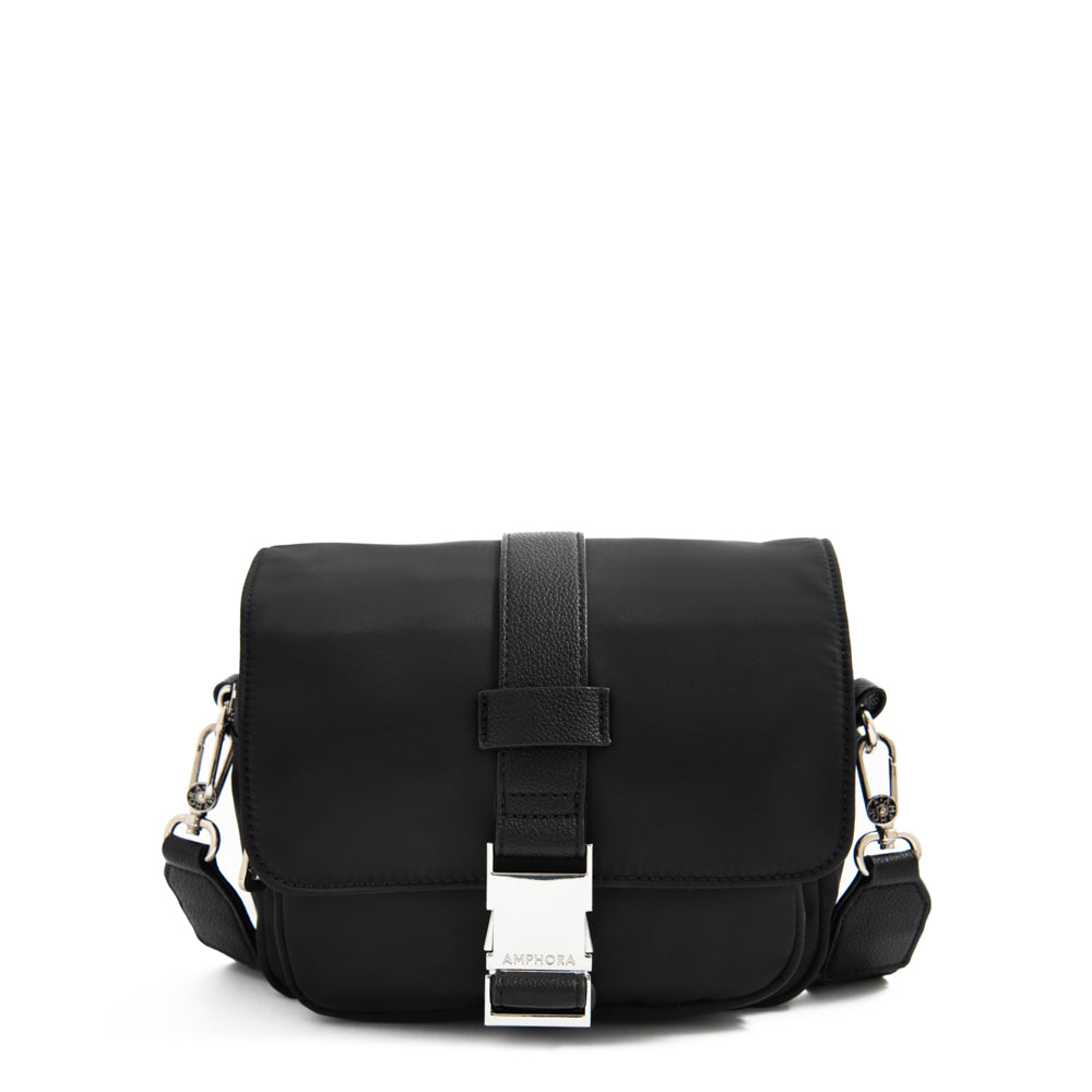 Cartera bandolera con tapa faure pequeña negro especial