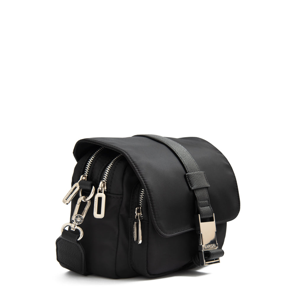 Cartera bandolera con tapa faure pequeña negro especial