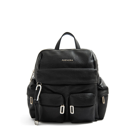 Mochila Negra Mujer Amphora Mochila Tapa Grande Mujer Amphora