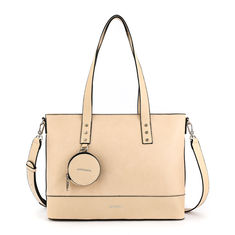 Cartera tote porta notebook meyer grande blanco crudo
