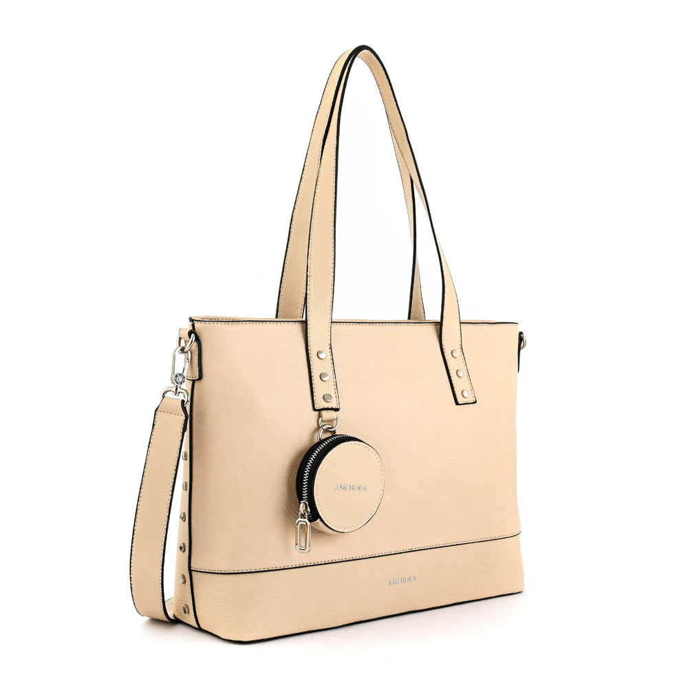 Cartera tote porta notebook meyer grande blanco crudo