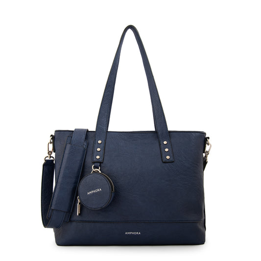 Cartera tote porta notebook meyer azul oscuro