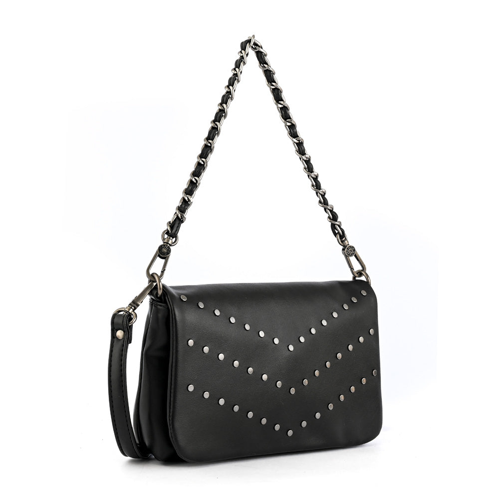 Cartera bandolera con tapa huber pequeña negro