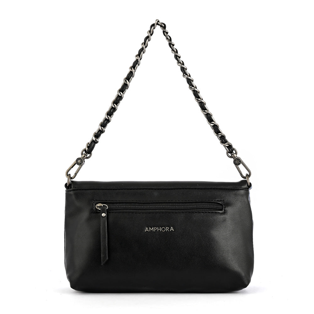 Cartera bandolera con tapa huber pequeña negro
